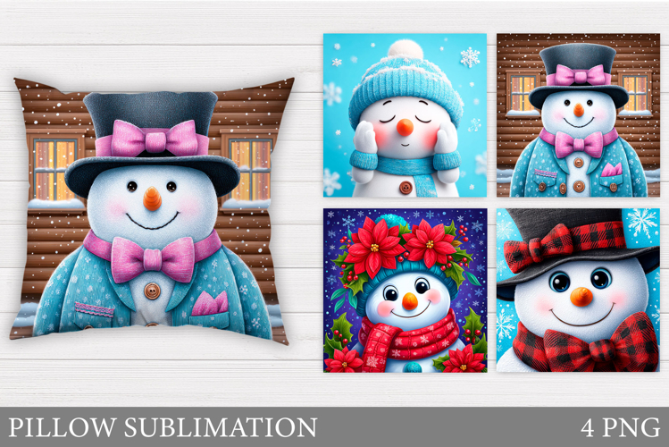 Christmas Snowman Pillow. Christmas Pillow Sublimation