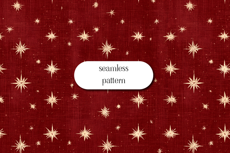 Vintage Cream Stars on Red Distressed Seamless Pattern