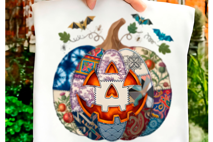 Patchwork Pumpkin Jack O Lantern PNG