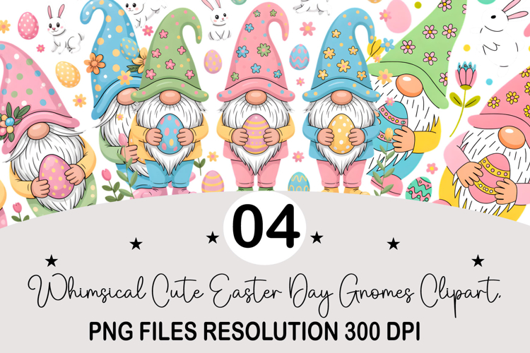 Whimsical Cute Easter Day Gnomes Clipart