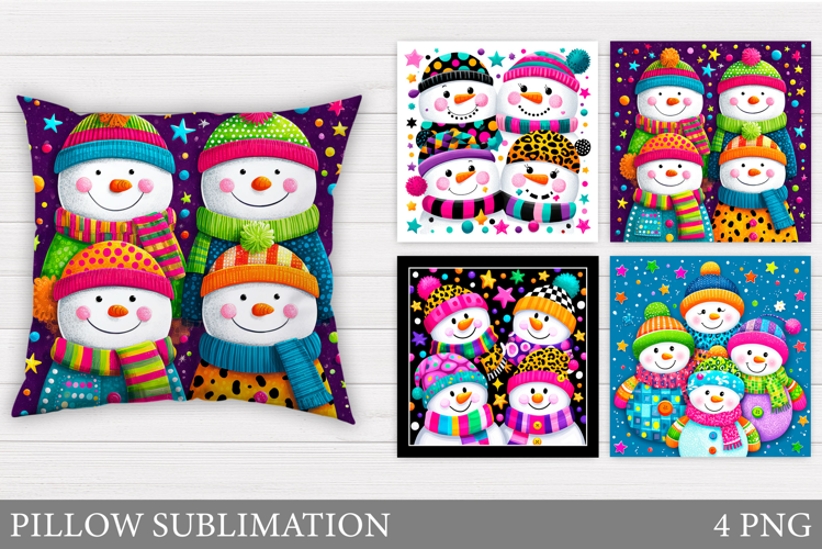 Snowman Pillow Sublimation. Christmas Pillow Design