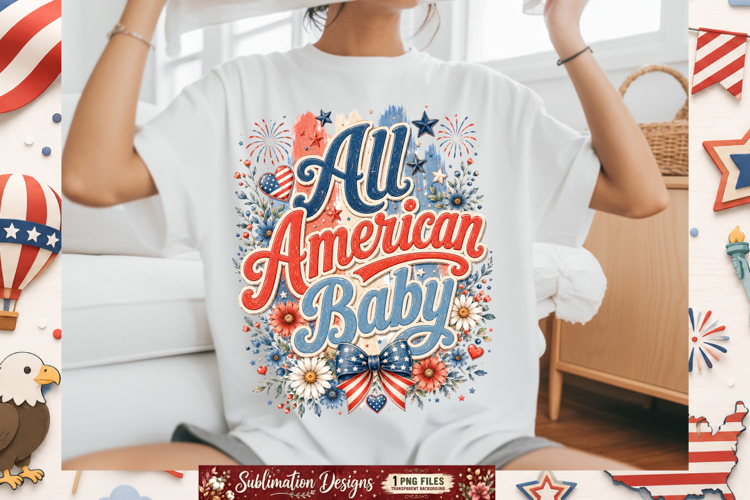 All American Baby Sublimation Design,4th of july Sublimation