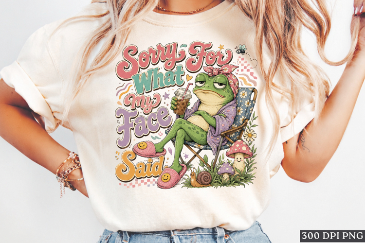 Sorry For What My Face Said PNG | Funny Frog Retro Design