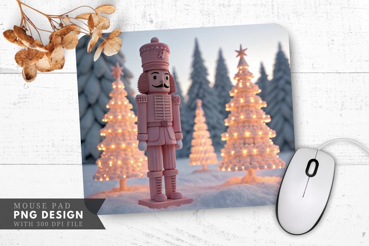 Glowing Nutcracker Christmas Scene Mouse Pad PNG