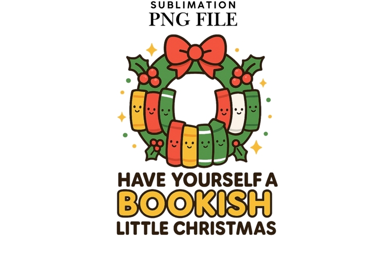 Bookish Christmas png design for T-shirts