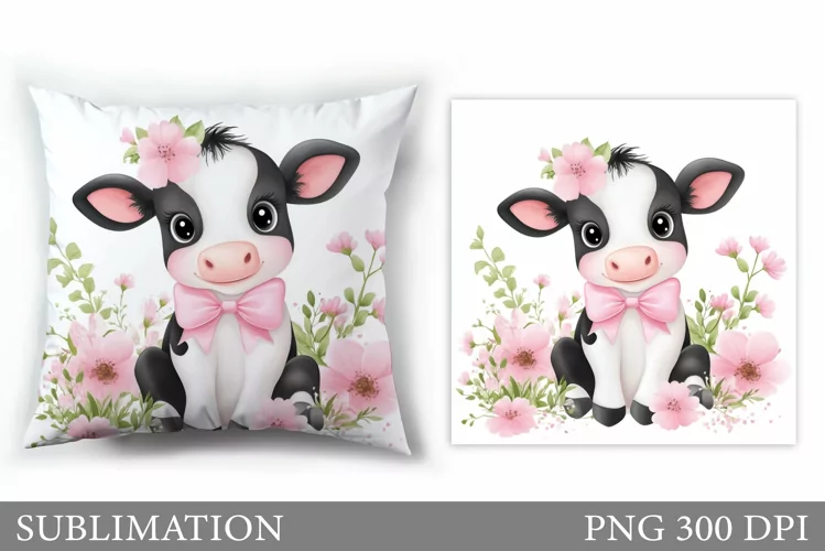 Cute Cow Pillow Design. Cute Cow Sublimation