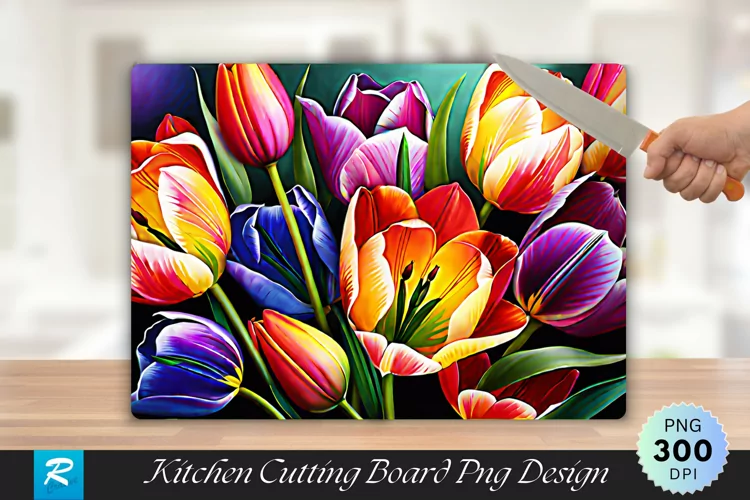 Wild Tulip Cutting Board Sublimation Design