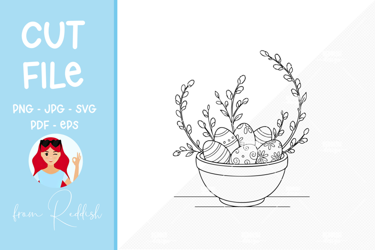 Easter SVG Line Art Cut File