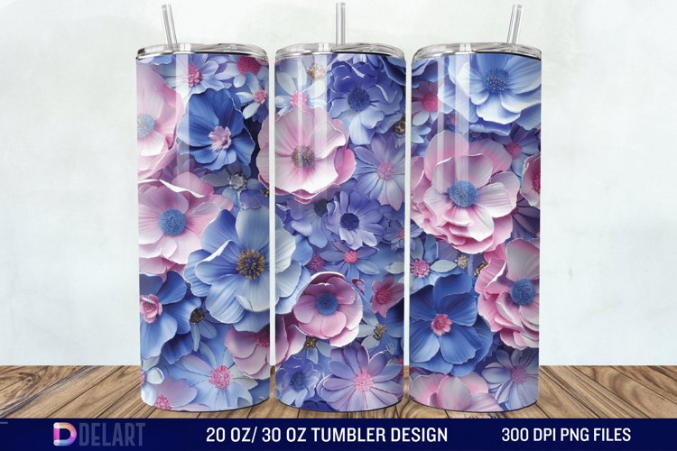 3D Painted Flower Tumbler Wrap example image 1