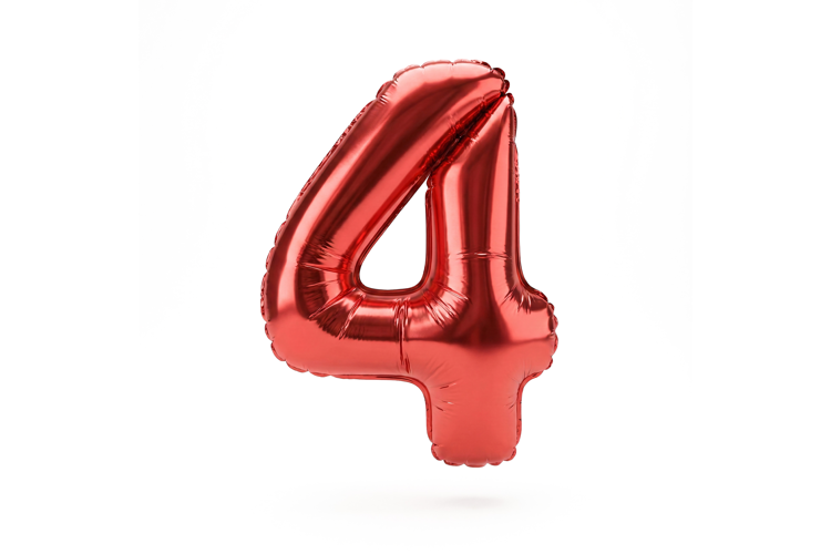Red Metallic Number 4 Foil Balloon Party Decoration