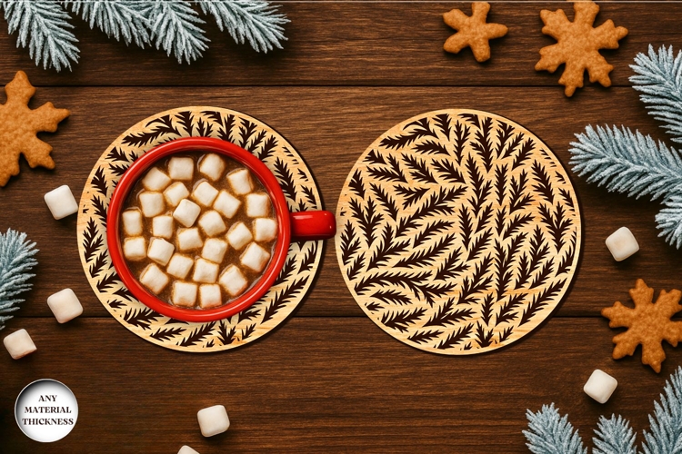 Frost Pattern Coffee Coaster Laser Cut | Drink Coaster | SVG