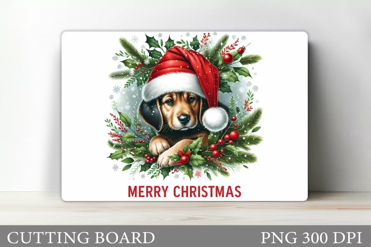 Cute Dog Cutting Board. Christmas Cutting Board Sublimation