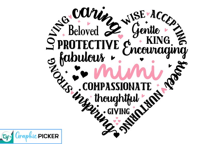 Mimi Heart Shape SVG | Mother's Day Heart SVG PNG example image 1