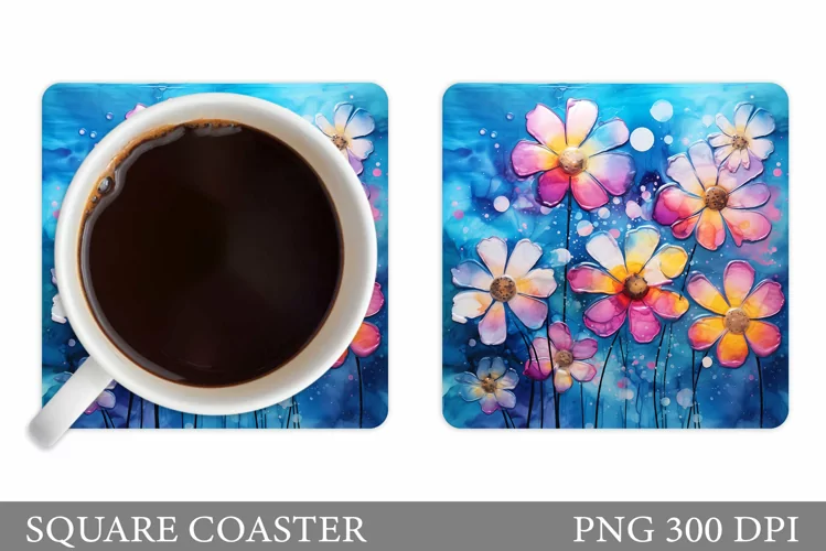 Flowers Coaster Design. Daisy Flowers Coaster Sublimation