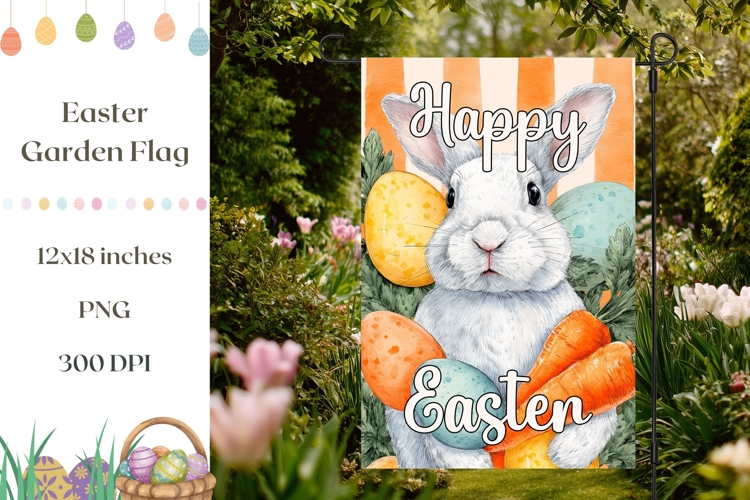 Funny Easter Bunny Garden Flag Template