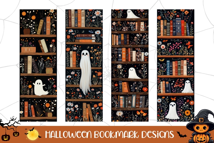 Halloween Ghost Bookmarks, Floral Bookmark Printable