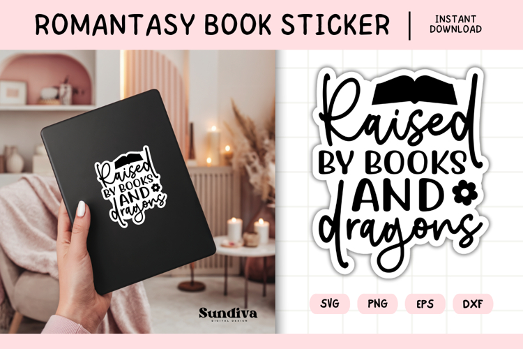 Printable Magic and Fantasy Book Lover Sticker | Dragons