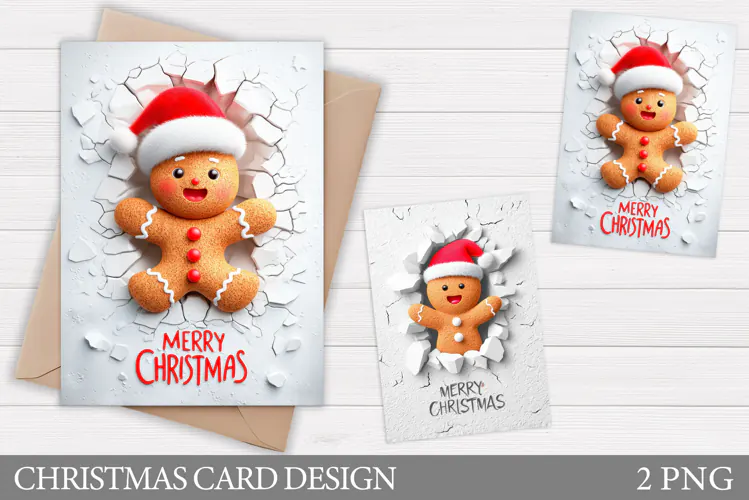 Christmas Gingerbread Card Printable. Christmas Card Design