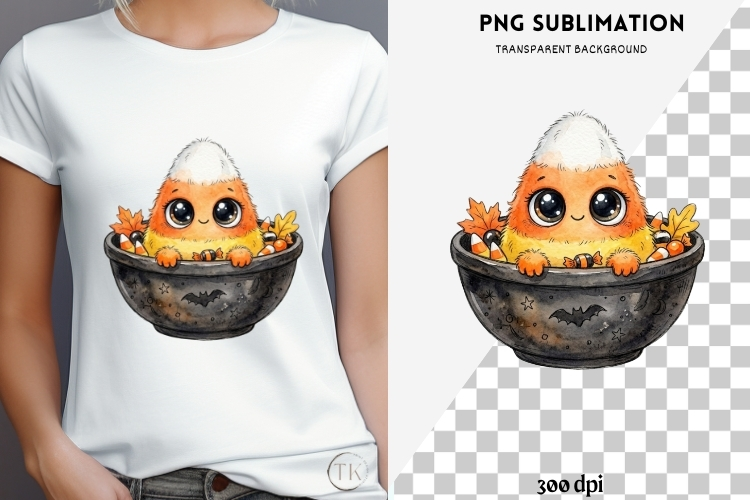 Peeking corn candy halloween png design for T-shirts