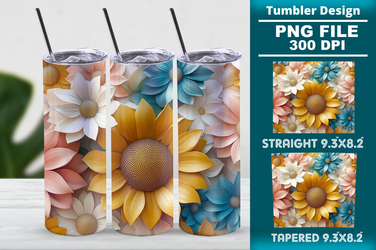 3D floral tumbler wrap design