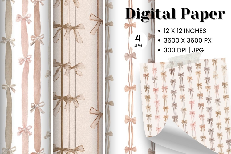 Bow Ribbon Background Bow Digital Paper Pattern Wallpaper133
