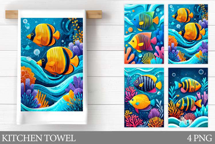 Fish Kitchen Towel Design. Fish Sublimation