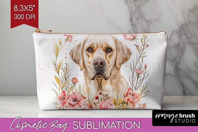 Floral Dog Cosmetic Bag - Flowers Makeup Bag PNG Sublimation example image 1