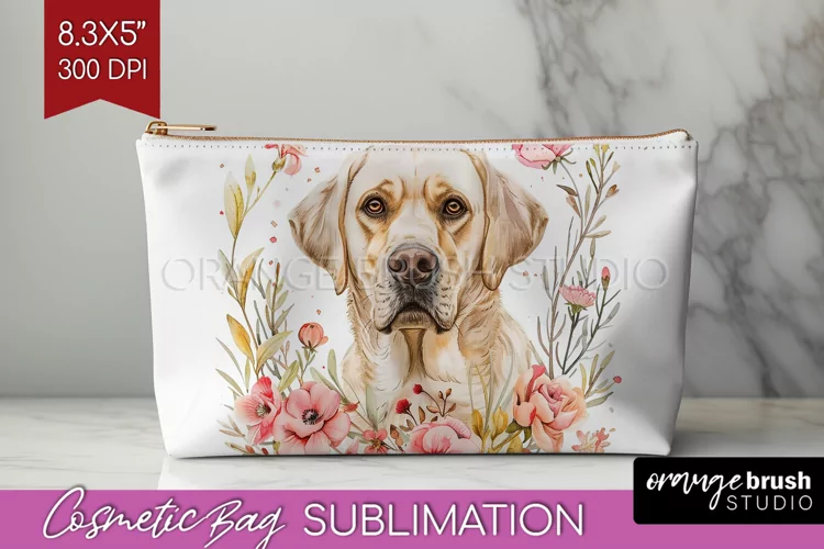 Floral Dog Cosmetic Bag - Flowers Makeup Bag PNG Sublimation