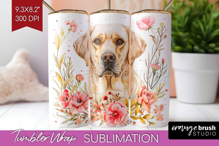Floral Dog Tumbler Wrap - Flowers Tumbler PNG Sublimation