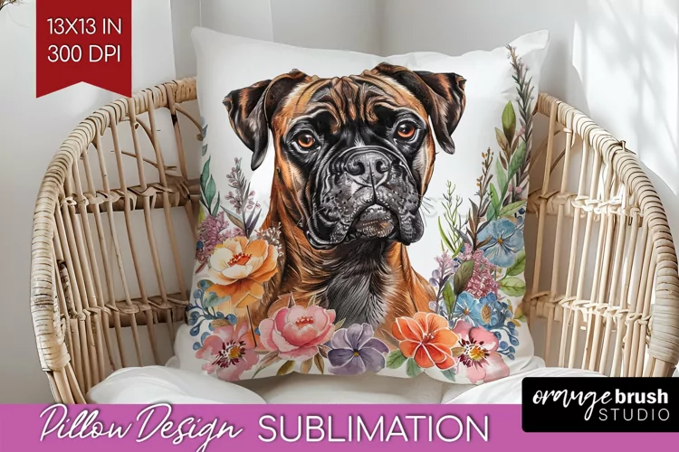 Floral Dog Pillow Sublimation - Flowers Pillow Cover PNG