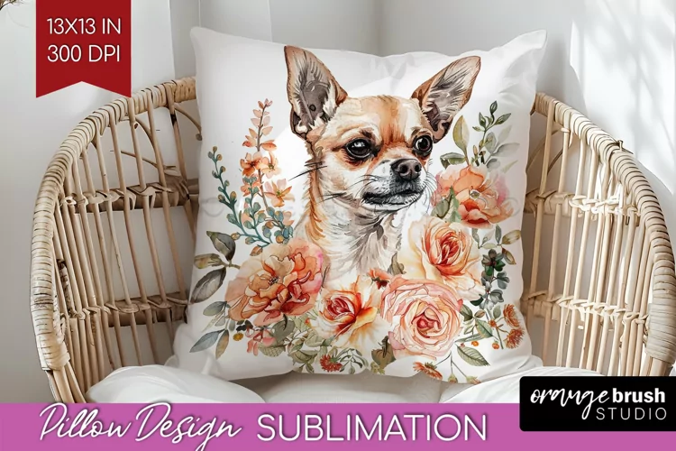 Floral Dog Pillow Sublimation - Flowers Pillow Cover PNG