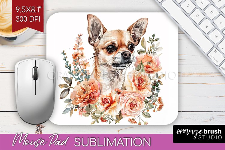 Floral Dog Mouse Pad Sublimation - Flowers Mousepad PNG