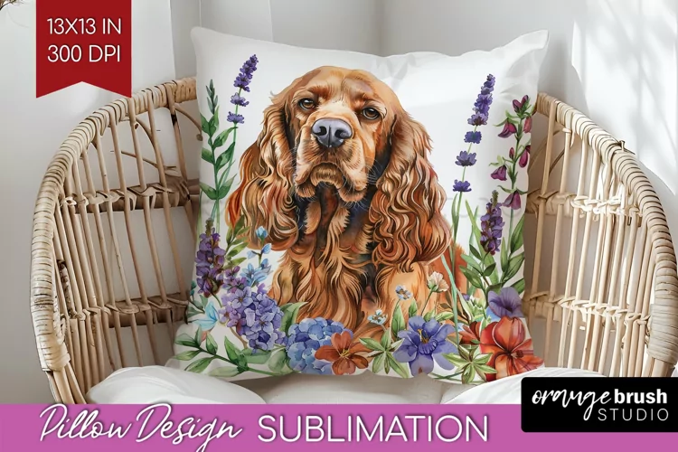 Floral Dog Pillow Sublimation - Flowers Pillow Cover PNG