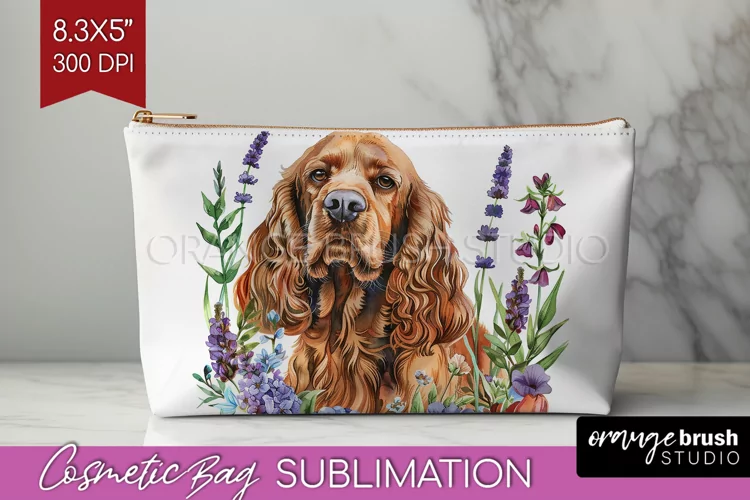Floral Dog Cosmetic Bag - Flowers Makeup Bag PNG Sublimation