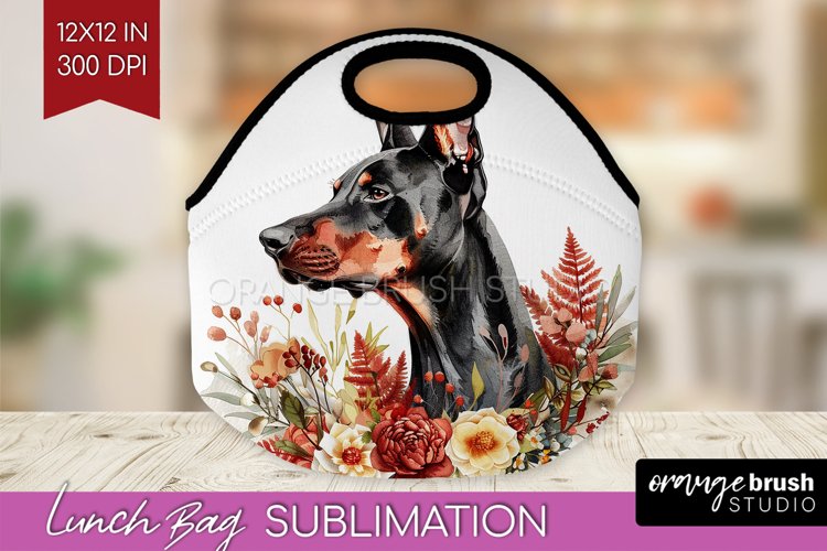 Floral Dog Lunch Bag - Flowers Lunch Bug PNG Sublimation