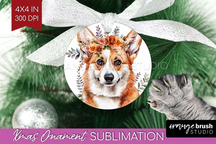Floral Dog Ornament PNG - Flowers PNG Sublimation