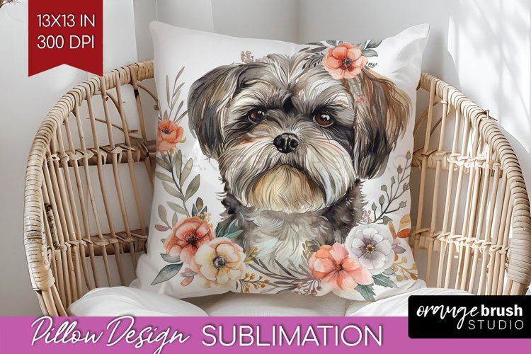 Floral Dog Pillow Sublimation - Flowers Pillow Cover PNG