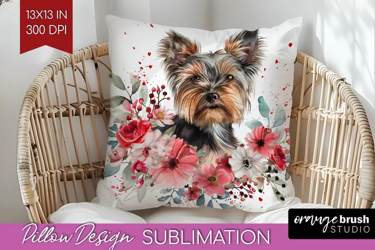 Floral Dog Pillow Sublimation - Flowers Pillow Cover PNG
