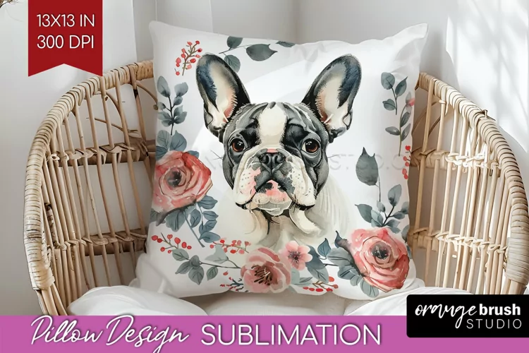 Floral Dog Pillow Sublimation - Flowers Pillow Cover PNG