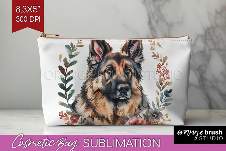 Floral Dog Cosmetic Bag - Flowers Makeup Bag PNG Sublimation