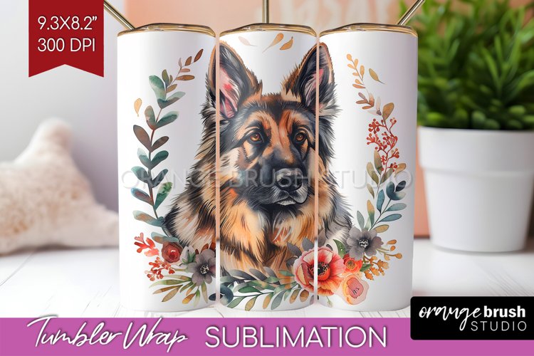 Floral Dog Tumbler Wrap - Flowers Tumbler PNG Sublimation