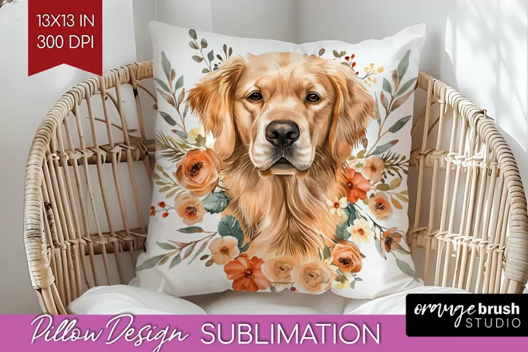 Floral Dog Pillow Sublimation - Flowers Pillow Cover PNG