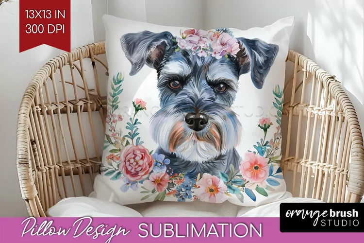 Floral Dog Pillow Sublimation - Flowers Pillow Cover PNG
