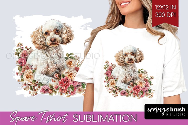 Floral Dog Square Tshirt Background - Flowers PNG