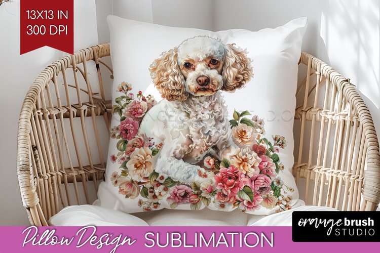 Floral Dog Pillow Sublimation - Flowers Pillow Cover PNG example image 1