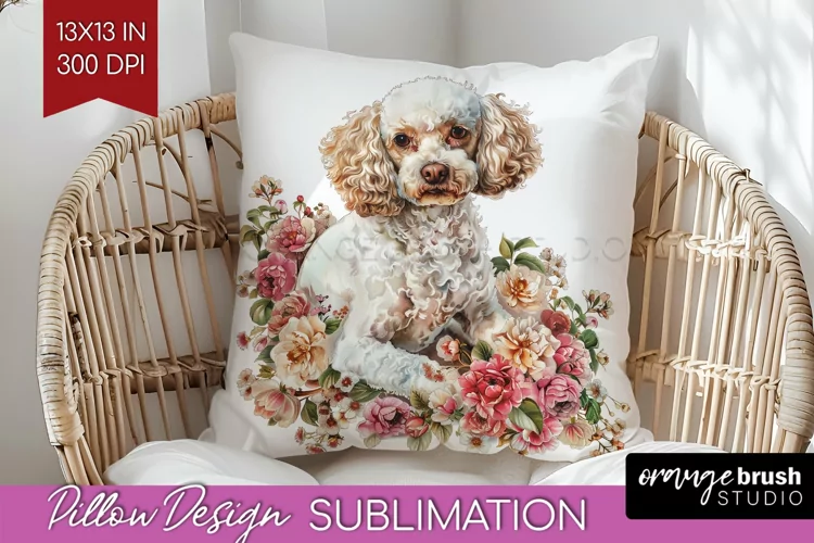 Floral Dog Pillow Sublimation - Flowers Pillow Cover PNG