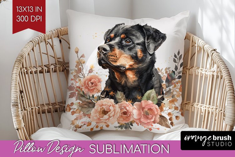Floral Dog Pillow Sublimation - Flowers Pillow Cover PNG example image 1