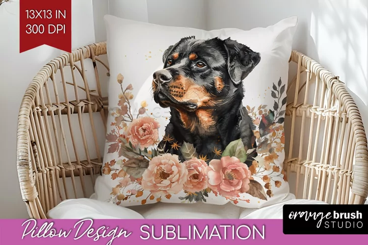 Floral Dog Pillow Sublimation - Flowers Pillow Cover PNG