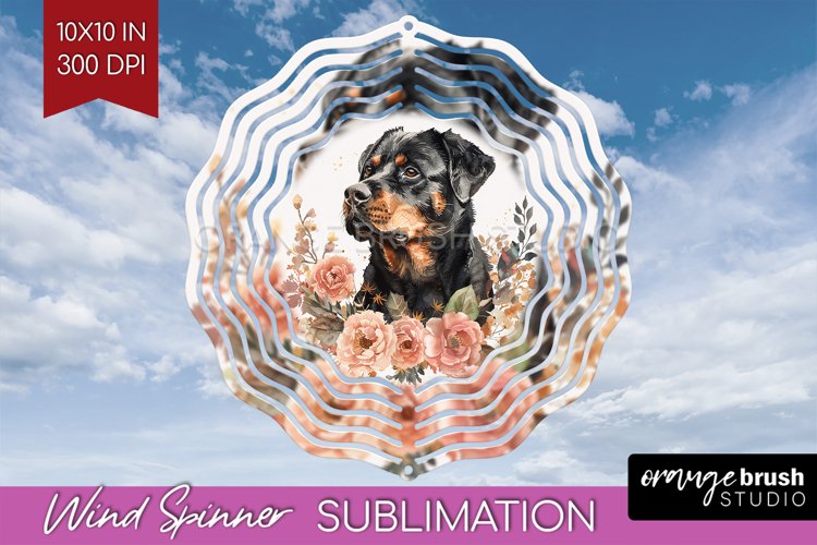 Floral Dog Wind Spinner Sublimation PNG - Flowers Round