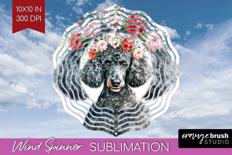 Floral Dog Wind Spinner Sublimation PNG - Flowers Round